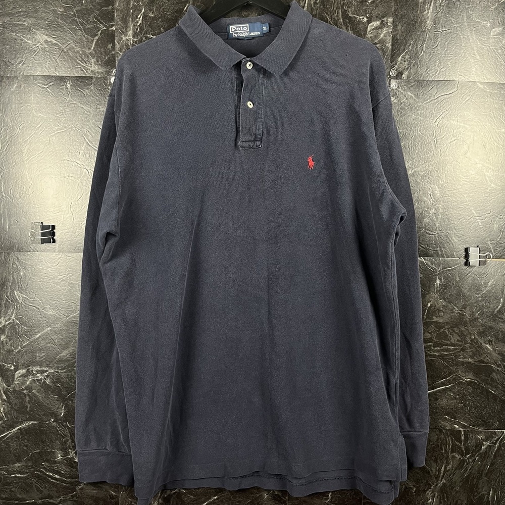 Polo Ralph Lauren Men's Blue Vtg Sleeve Polo Shirt XL -Flaws